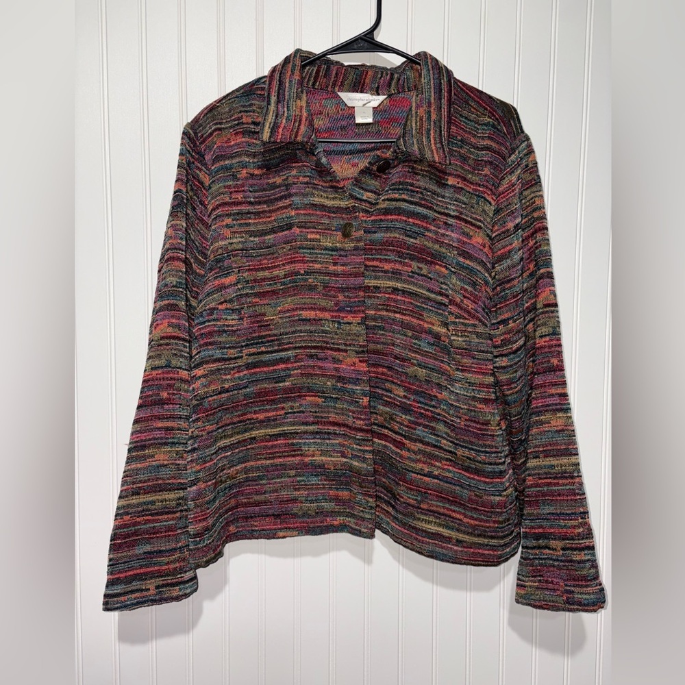 Christopher & Banks Multicolor Striped Button-Up Jacket| Size XL
